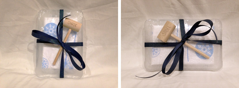 Sample finished packages wrapped in ice