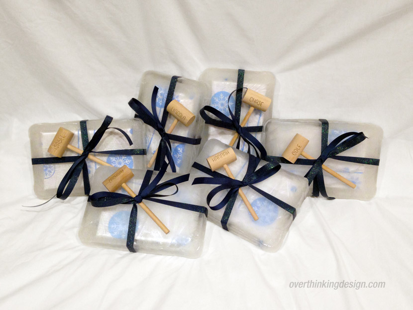 Christmas gifts wrapped in ice